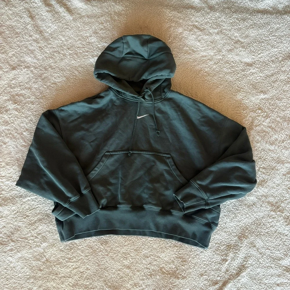 Nike Phoenix Fleece Oversized Hoodie and Wide Leg Sweatpants Set Green Small